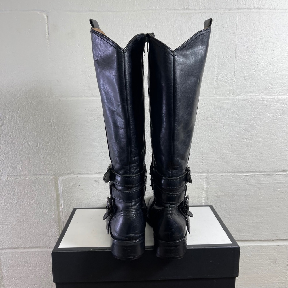 Miz Mooz Charlize Black Leather Tall Knee High Riding Boots Buckle Women's 6 US - Picture 6 of 13
